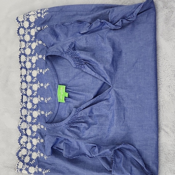 Pappagallo 100% cotton blue sleeveless dress size 16 - Picture 12 of 13